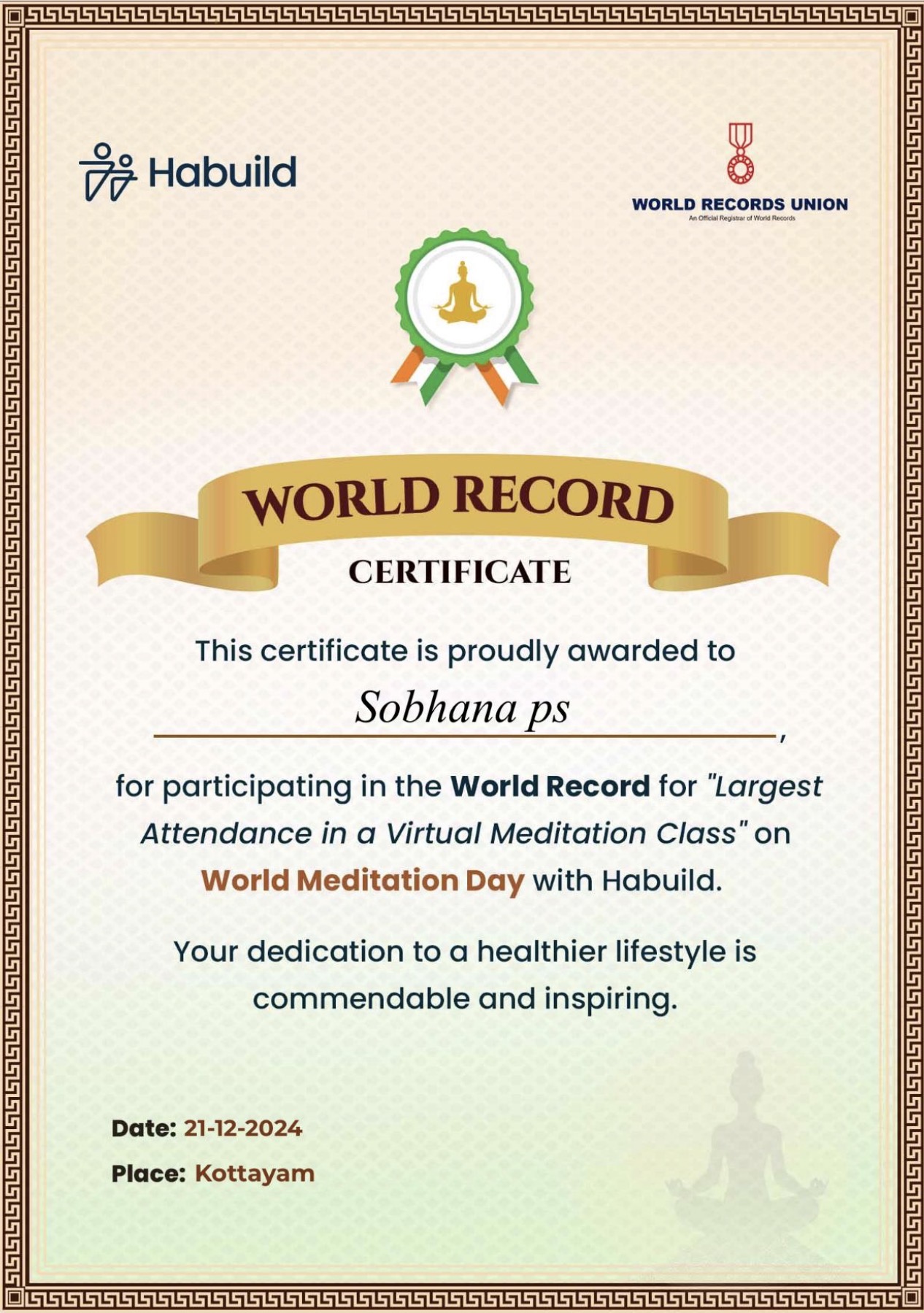World Record - Largest Attendance Virtual Meditation Class